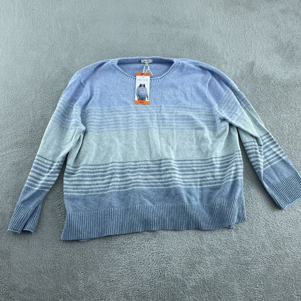 Ella Moss Womens XXL Gradient Blue Striped Sweater NWT 2626